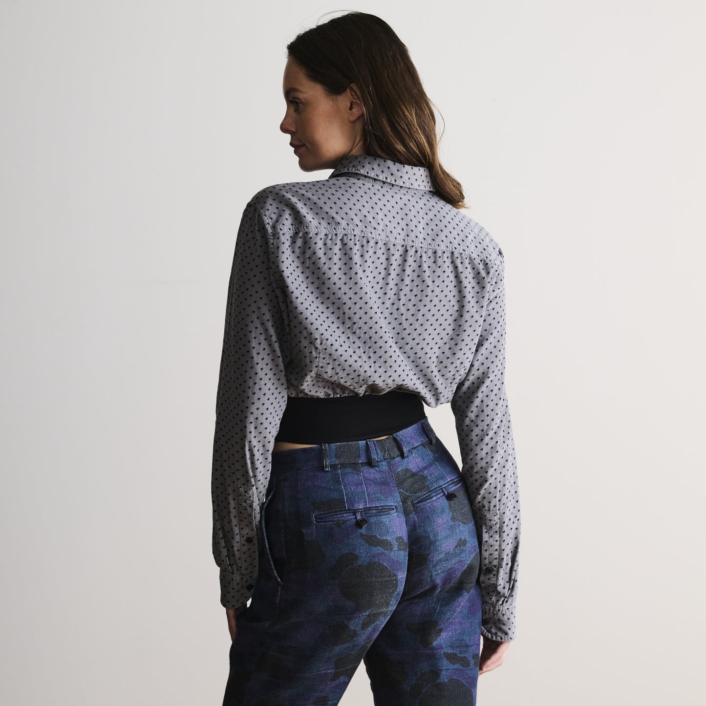 Waistband Shirt in Grey Corduroy