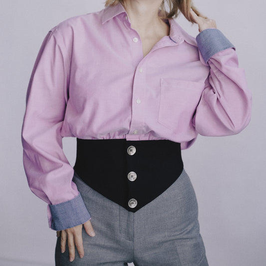 Waistand shirt in pink cotton