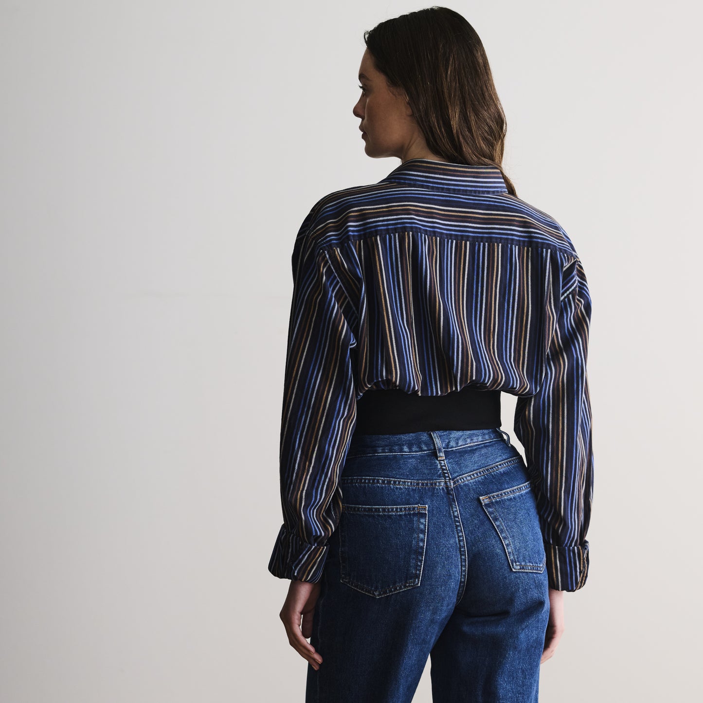 Waistband Shirt in Stripy Cotton
