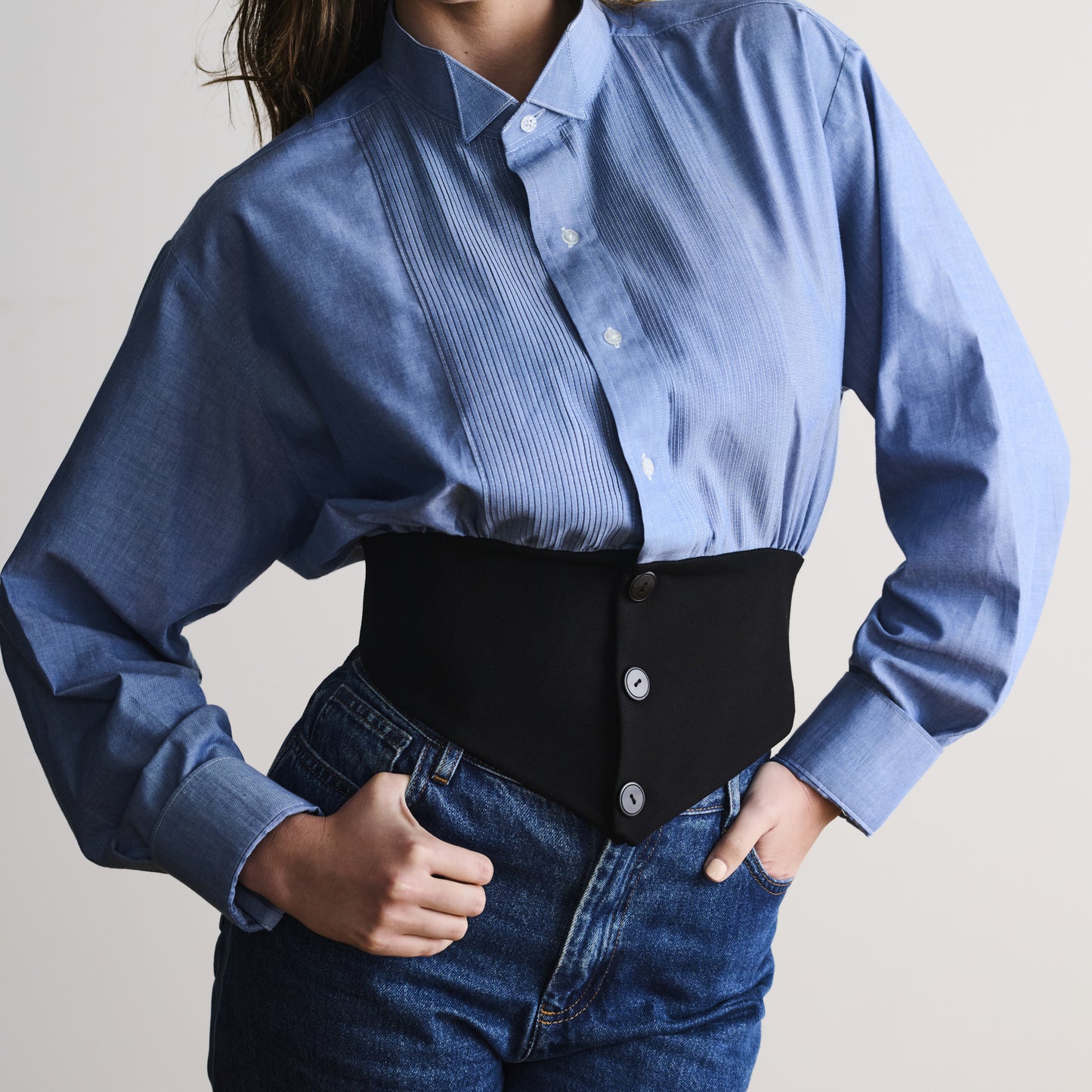 Waistband Shirt in Light Blue