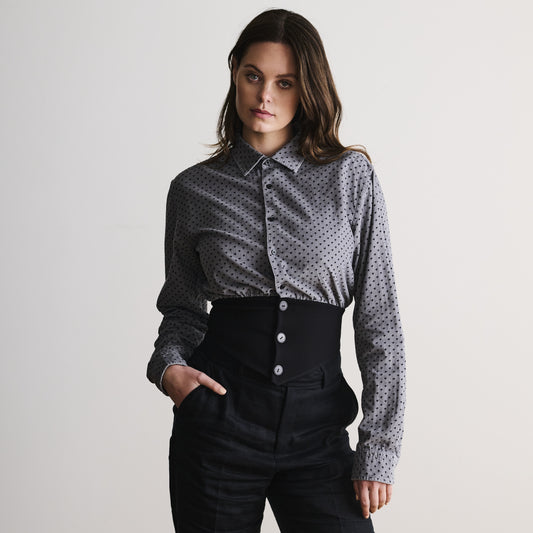 Waistband Shirt in Grey Corduroy