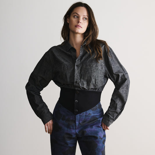 Waistband Shirt in Grey Hemp
